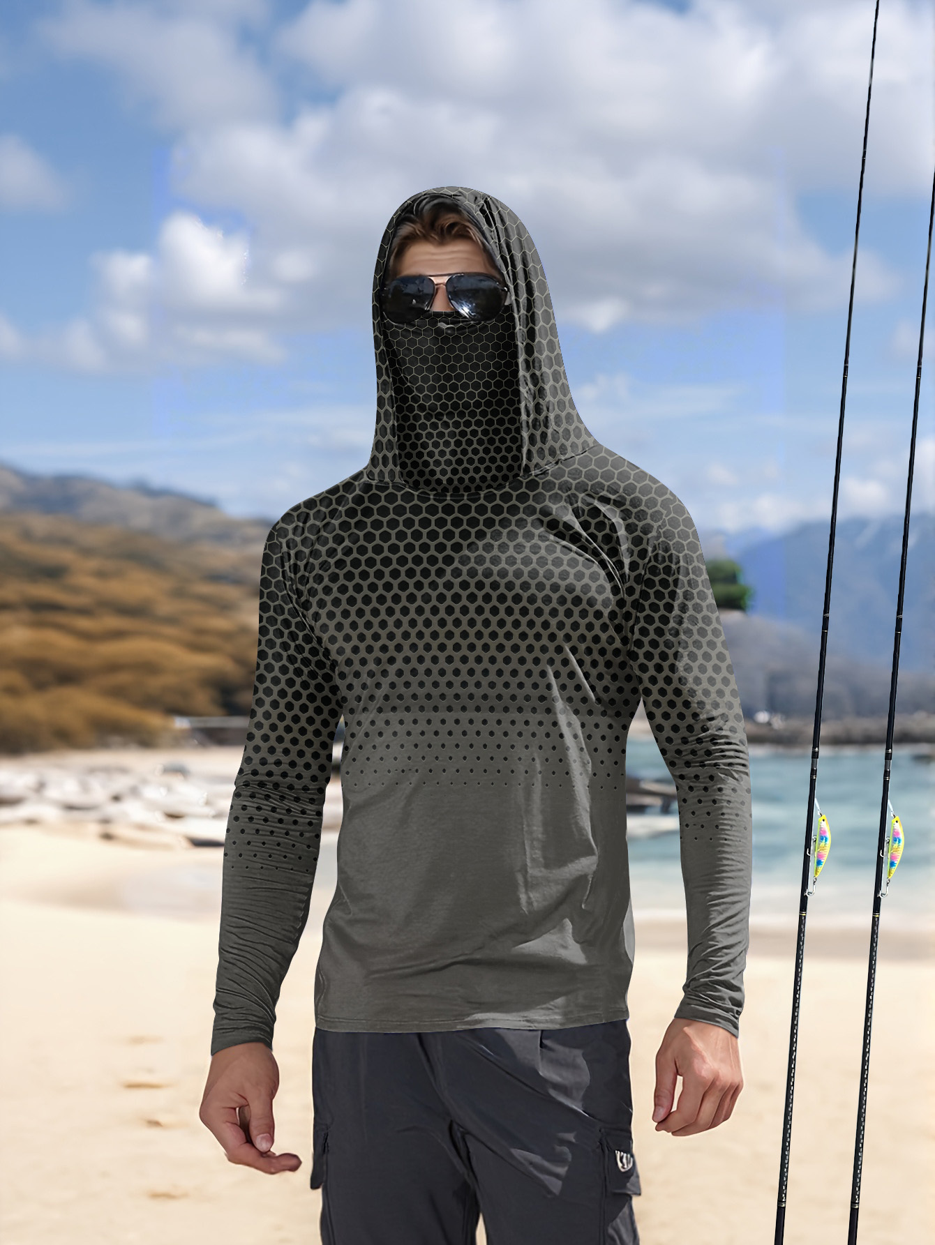Men Summer Fishing Hoodie With - Fishing 评论和价格